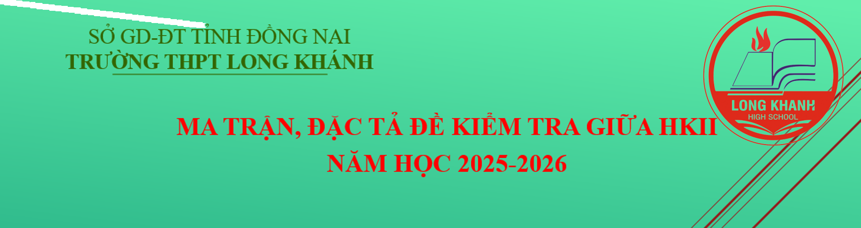 Ma trận, đặc tả đề kiểm tra giữa HKII năm học 2025-2026
